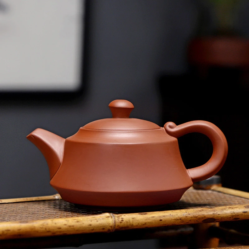 原矿紫砂壶朱泥吉祥壶茶壶泡茶壶素面单壶紫砂壶家用功夫茶具泡茶