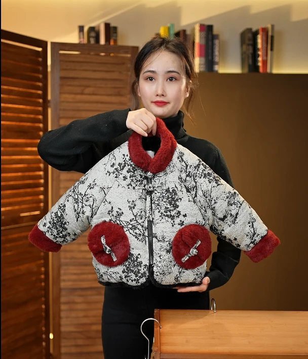 慕喜童品2023冬季新品时尚韩版新中式国风梅花加绒加厚棉服