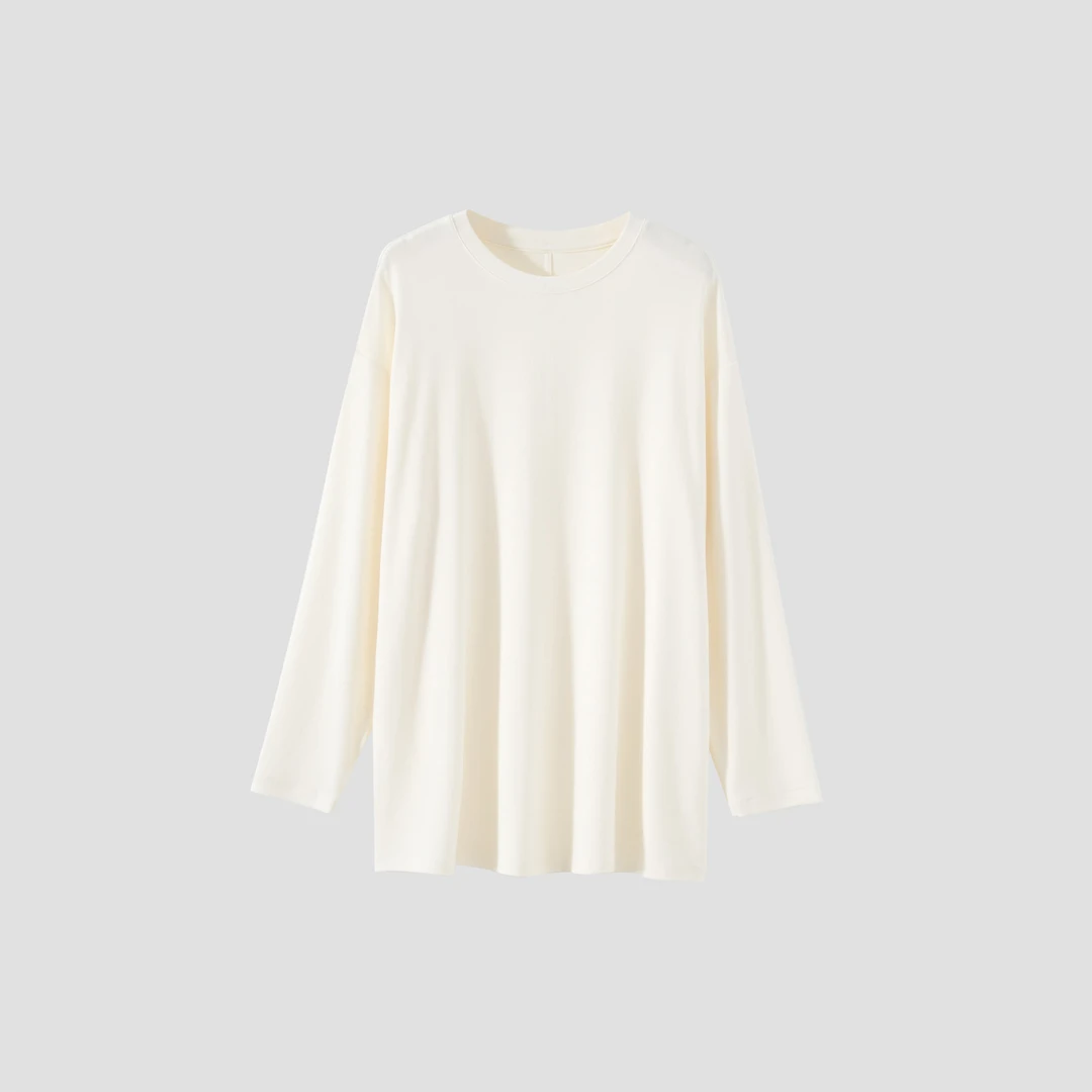 【MOMO毛毛】天丝醋酸秋冬时尚百搭长袖简约纯色休闲打底衫 24085