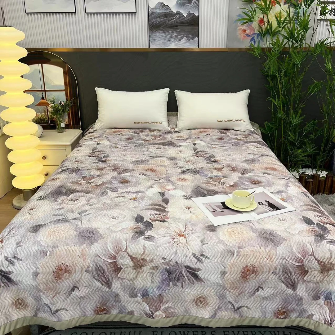 荣荣家居-维多利亚-高定款数码印染天丝棉床盖【200*230】可机洗
