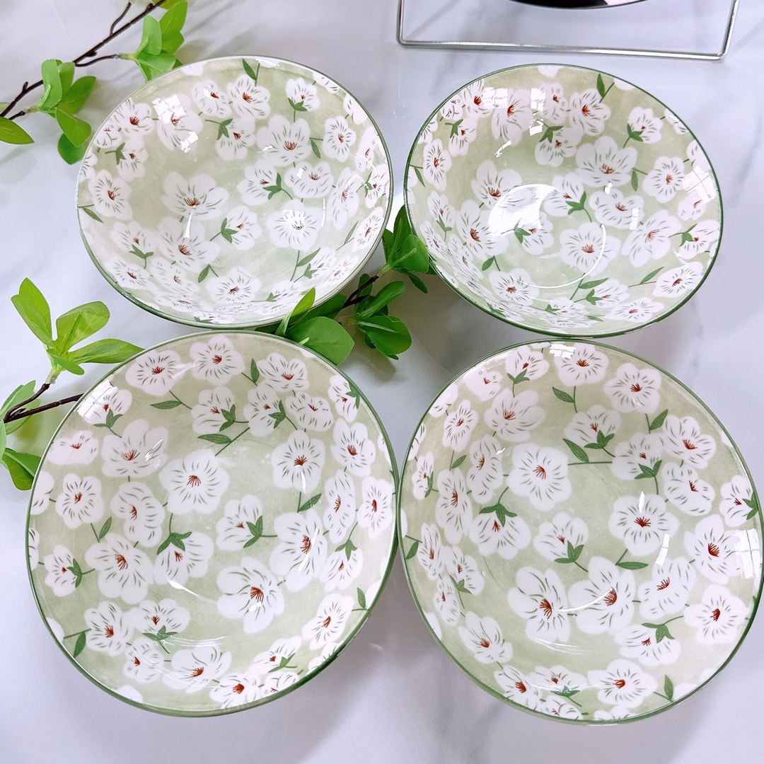 【4个装】桃花朵朵家用陶瓷饭碗粥碗