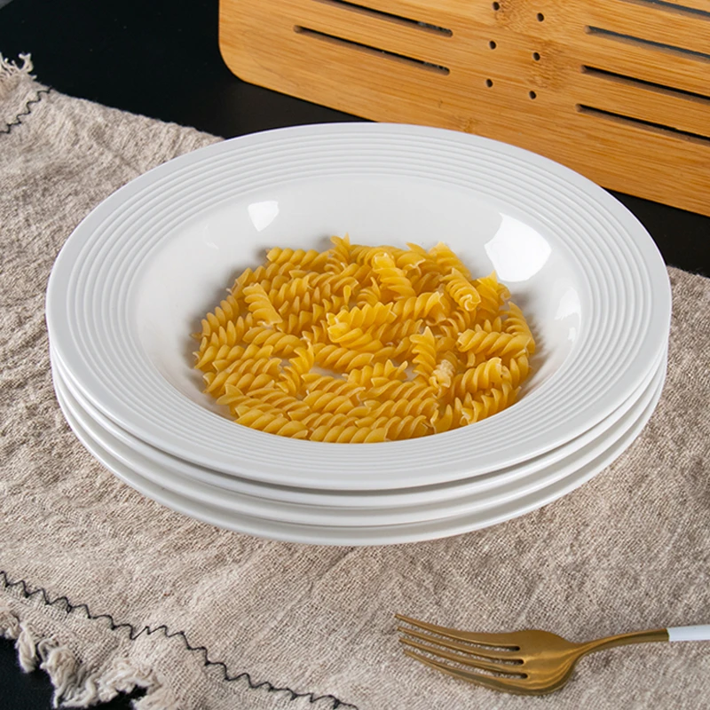 【4个装】8.75英寸釉下彩陶瓷高温瓷盘子家用汤盘创意简约意面盘