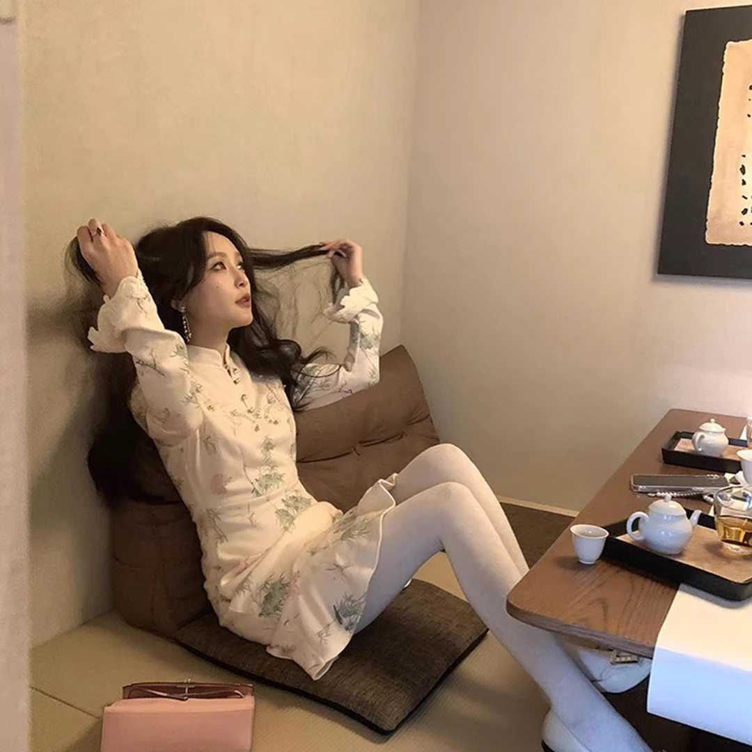 半见苏梅 新中式气质重工刺绣国风连衣裙 QL234006