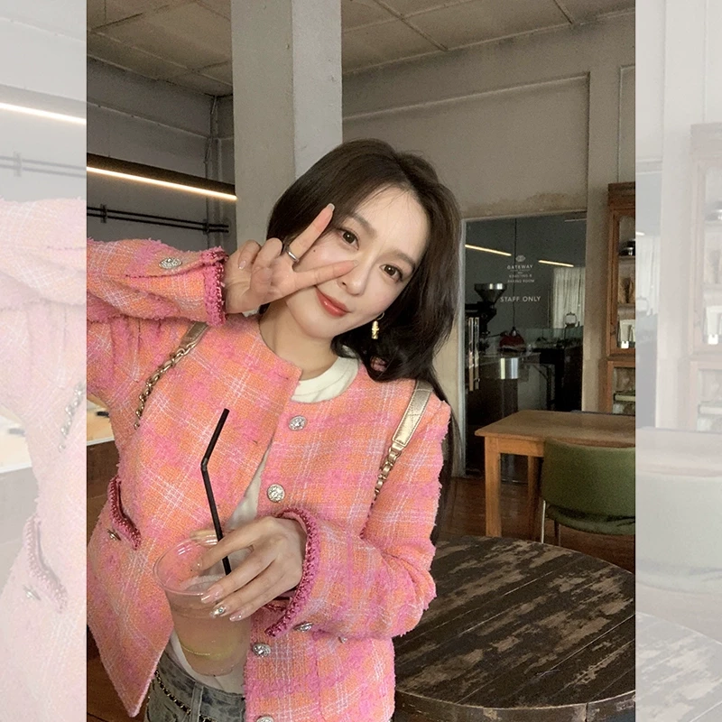 春日香香子~ 早春法式气质小香风编织粗纺短外套  QW241022