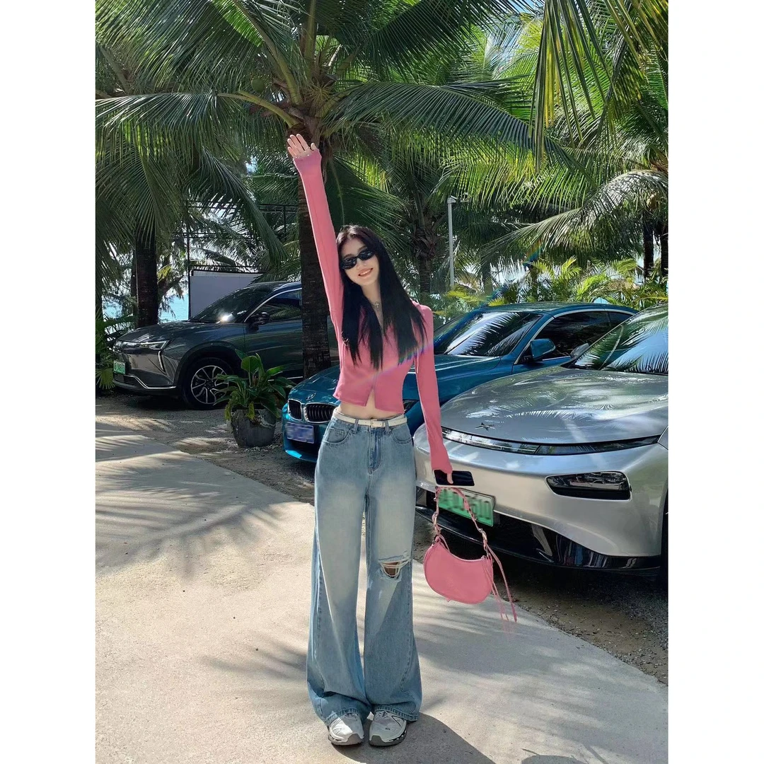 今年流行款2024新款夏秋季入秋休闲简约上衣搭配牛仔裤裤子显瘦百