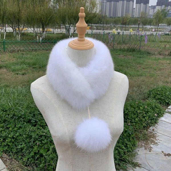 新款狐狸毛围巾围脖女百搭冬季保暖皮草围巾毛球磁扣真毛毛领