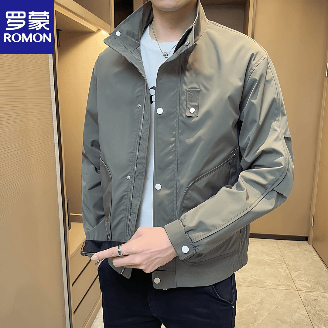 罗蒙春秋季痞帅工装夹克男士新款潮牌立领冲锋上衣外套百搭休闲男