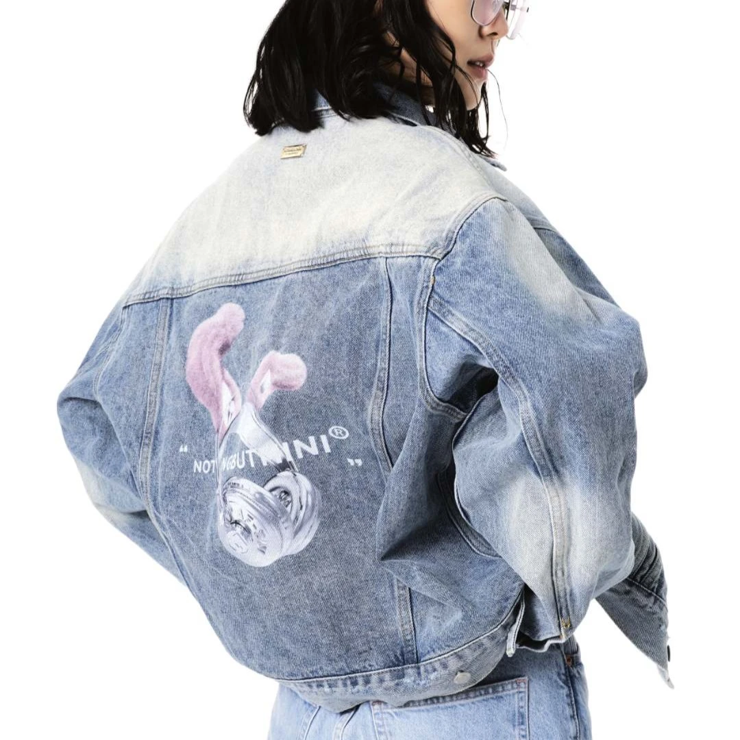 ASQUAD®×NBM 兔金属耳机印花重工水洗丹宁外套