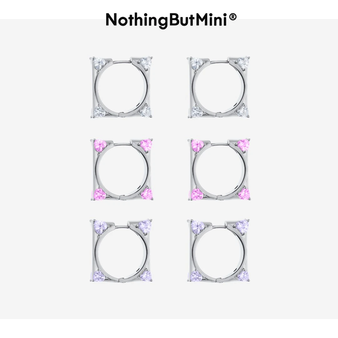 NothingButMini 铜合金合成锆石耳饰 心形锆石耳环简约百搭时尚