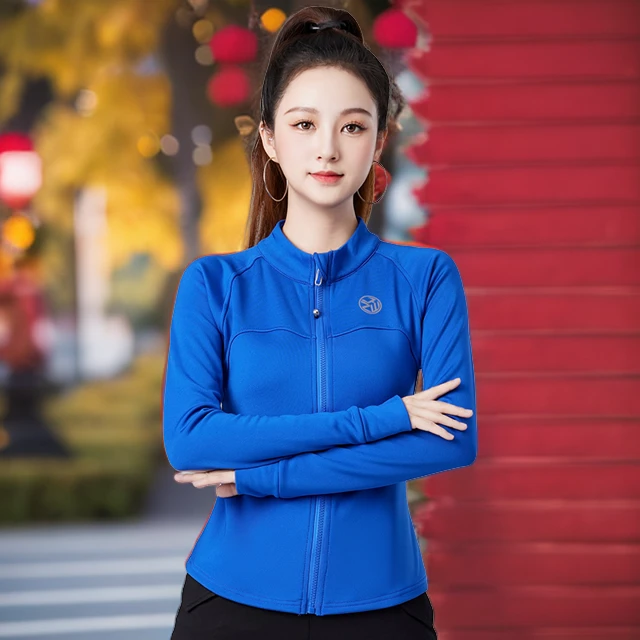 上衣春秋运动速干显瘦长袖时尚户外休闲女士弹力紧身秋季红色防风
