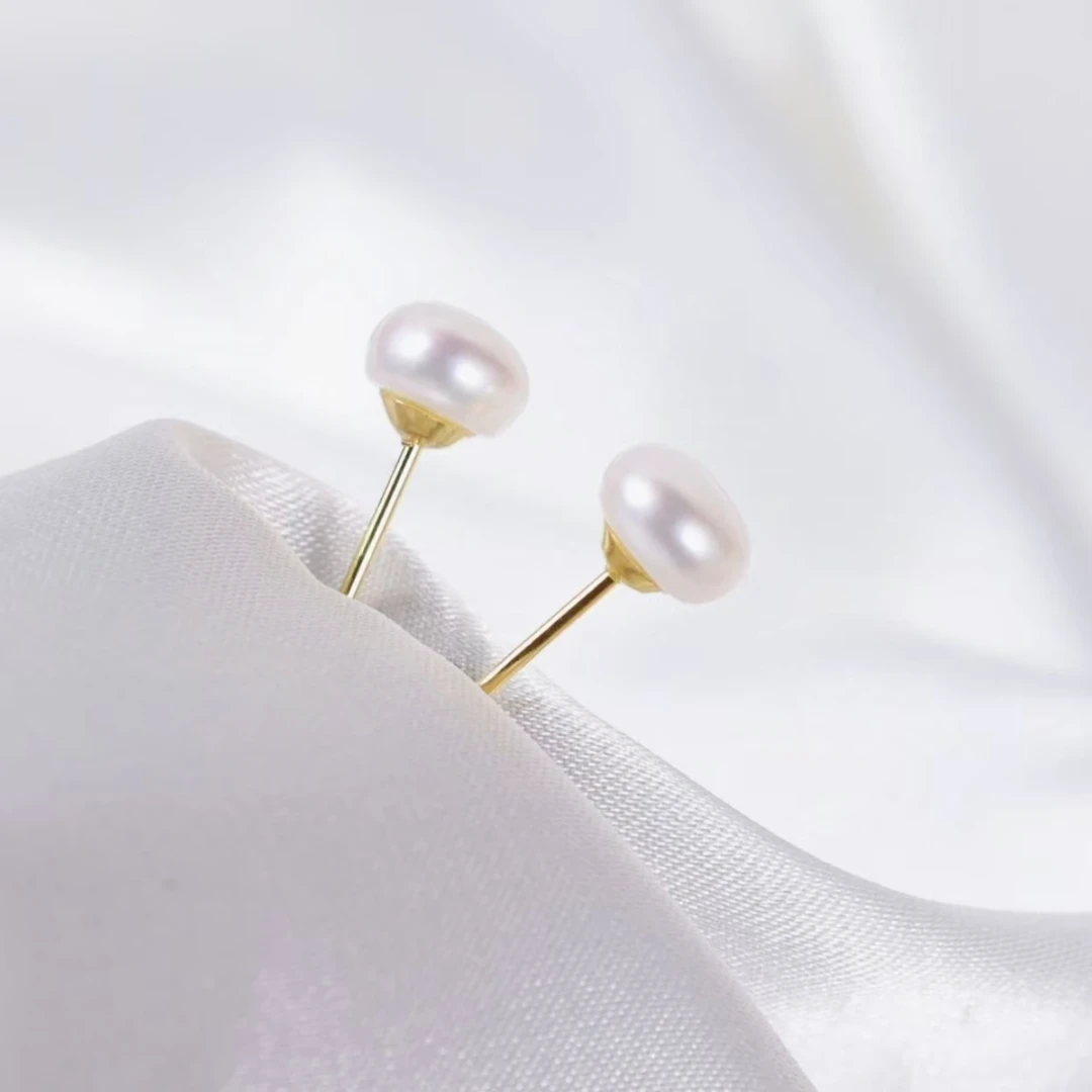 925银无核淡水珍珠耳钉气质白色迷你时尚简约耳饰通勤款FLX010