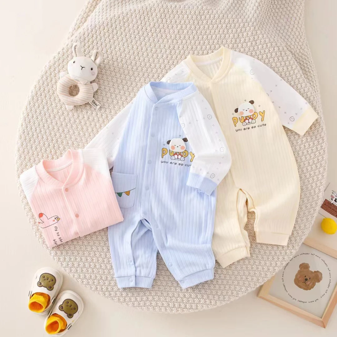 纯棉长袖婴幼儿秋装连体爬服春秋睡衣秋冬打底闭裆爬爬服