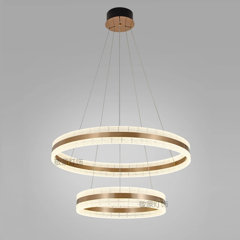 轻奢吊灯单双圈多圈组合高级设计感圆形吊扇灯变频智能遥控风扇灯