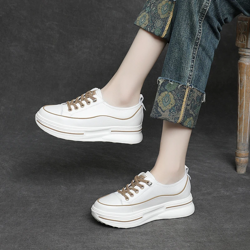 头层牛皮小白鞋女2024新款爆款真皮厚底松糕底运动鞋百搭休闲板鞋