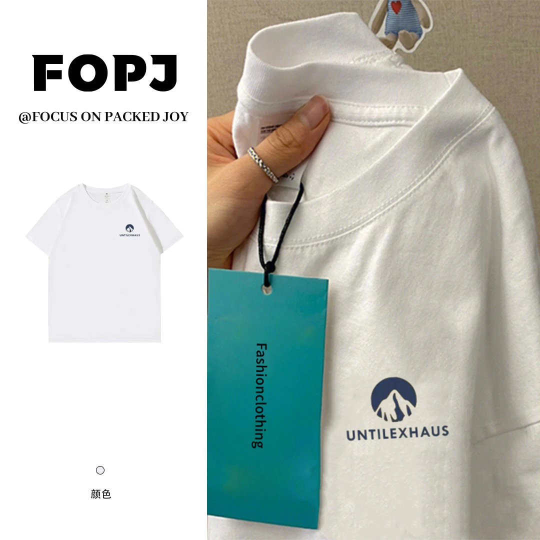 FOPJ重磅纯棉美式潮牌百搭情侣装印花夏季韩版青春简约短袖体t恤