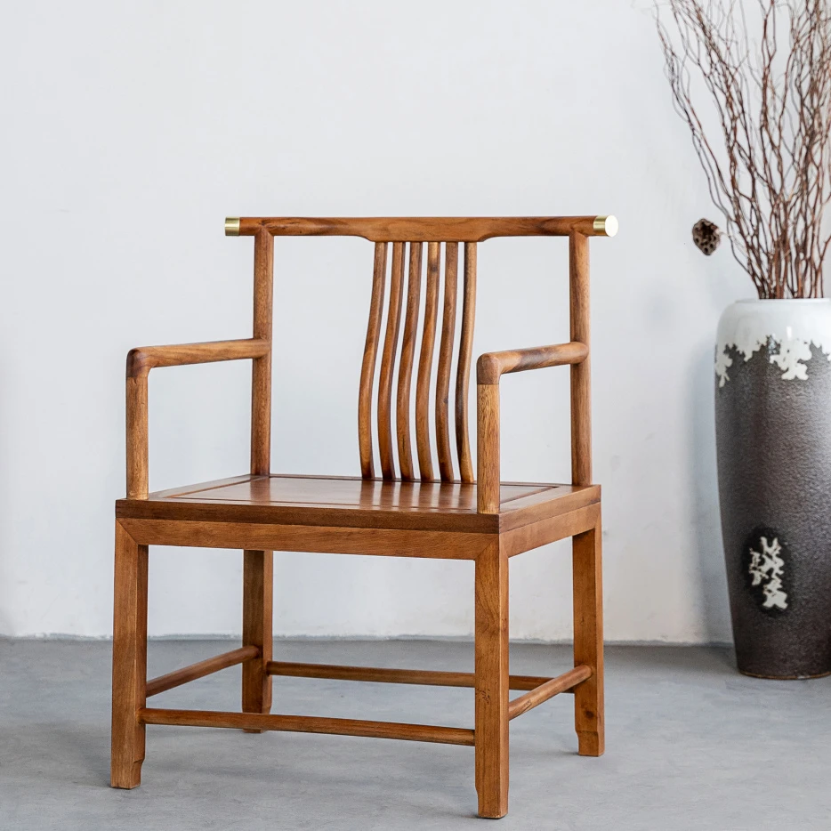 新中式南美胡桃木全实木启程客椅简约茶桌椅禅意休闲椅家用办公椅