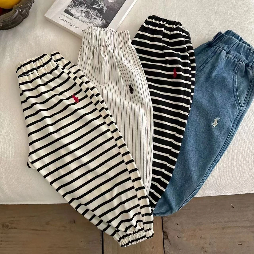 儿童春秋条纹裤男女童束脚长裤宝宝休闲裤潮 h031