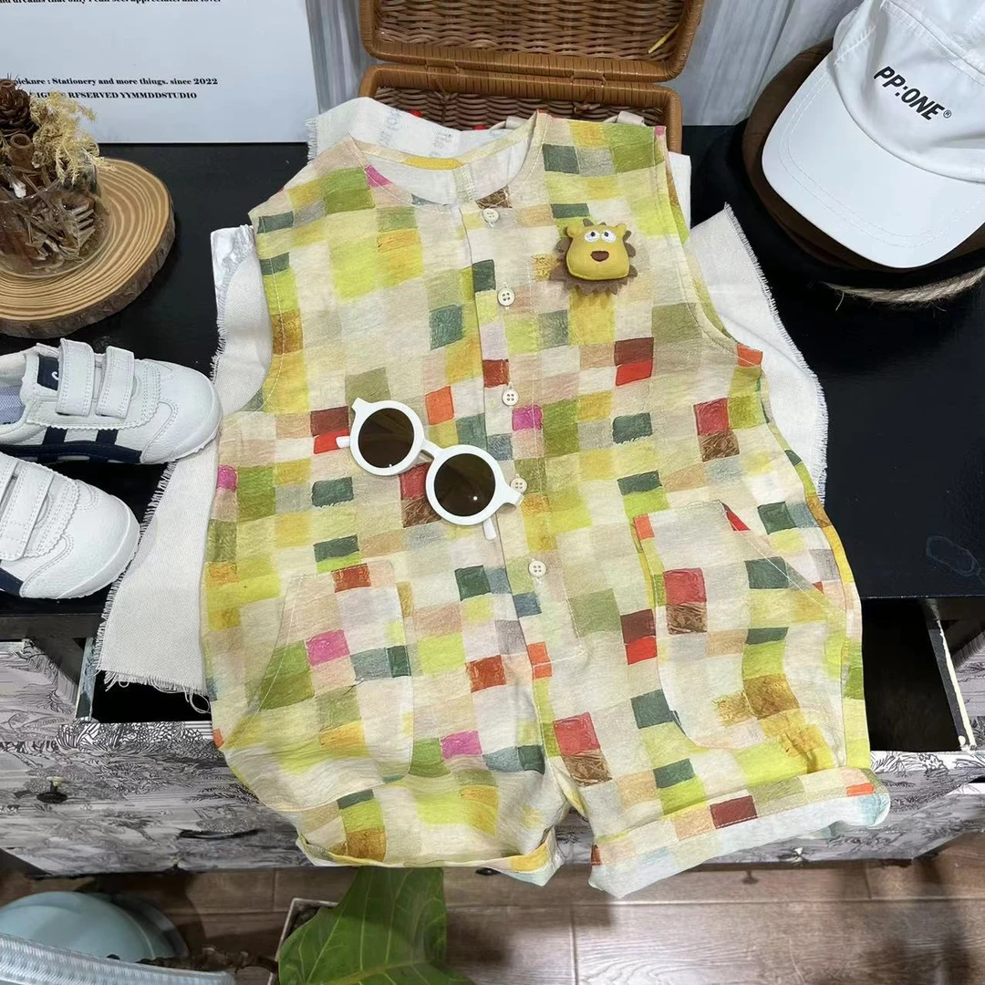 儿童夏款上新多色格子连体衣时尚洋气 h009