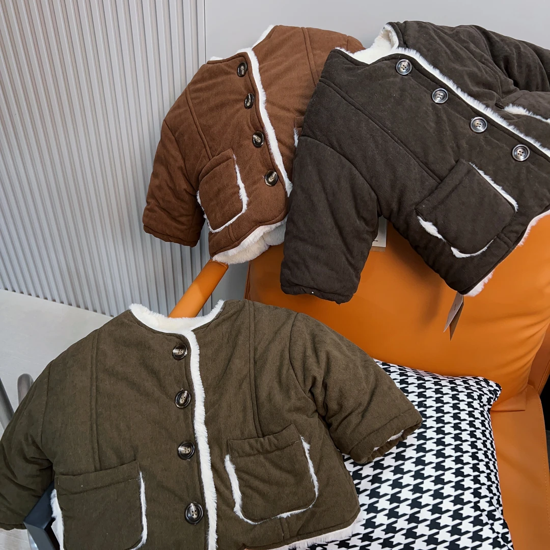 （偏小半码）儿童秋冬韩版加厚翻毛冬装棉服外套 D063