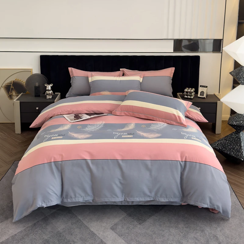 网红轻奢亲肤裸睡斜纹磨毛全棉四件套100棉家纺床上用品被套床单
