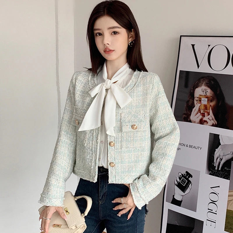 【品牌】流苏小香风粗花呢女秋冬气质百搭名媛短款上衣小个子时尚