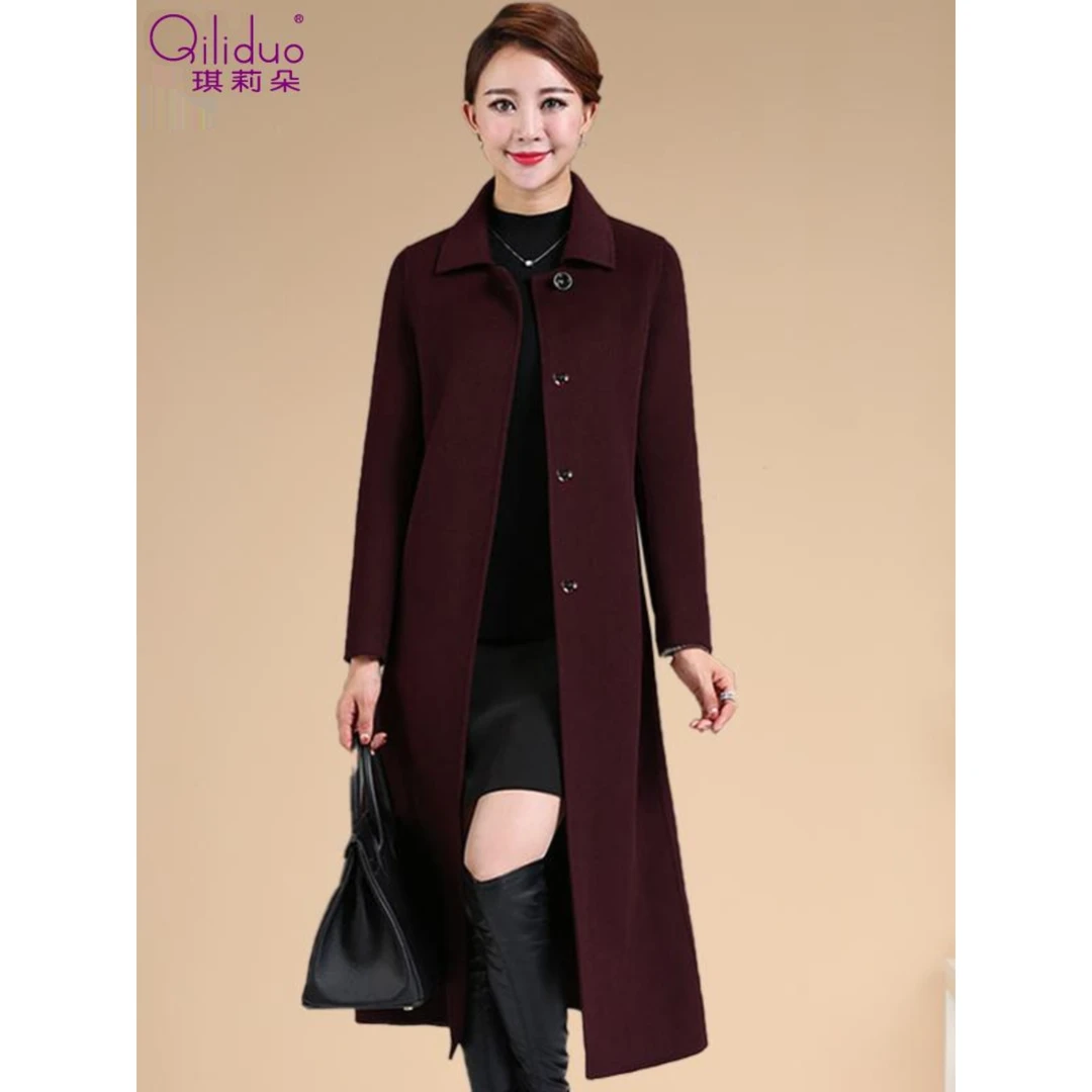高级感妈妈双面零羊绒大衣女秋冬新款气质长款高贵气质大衣中年