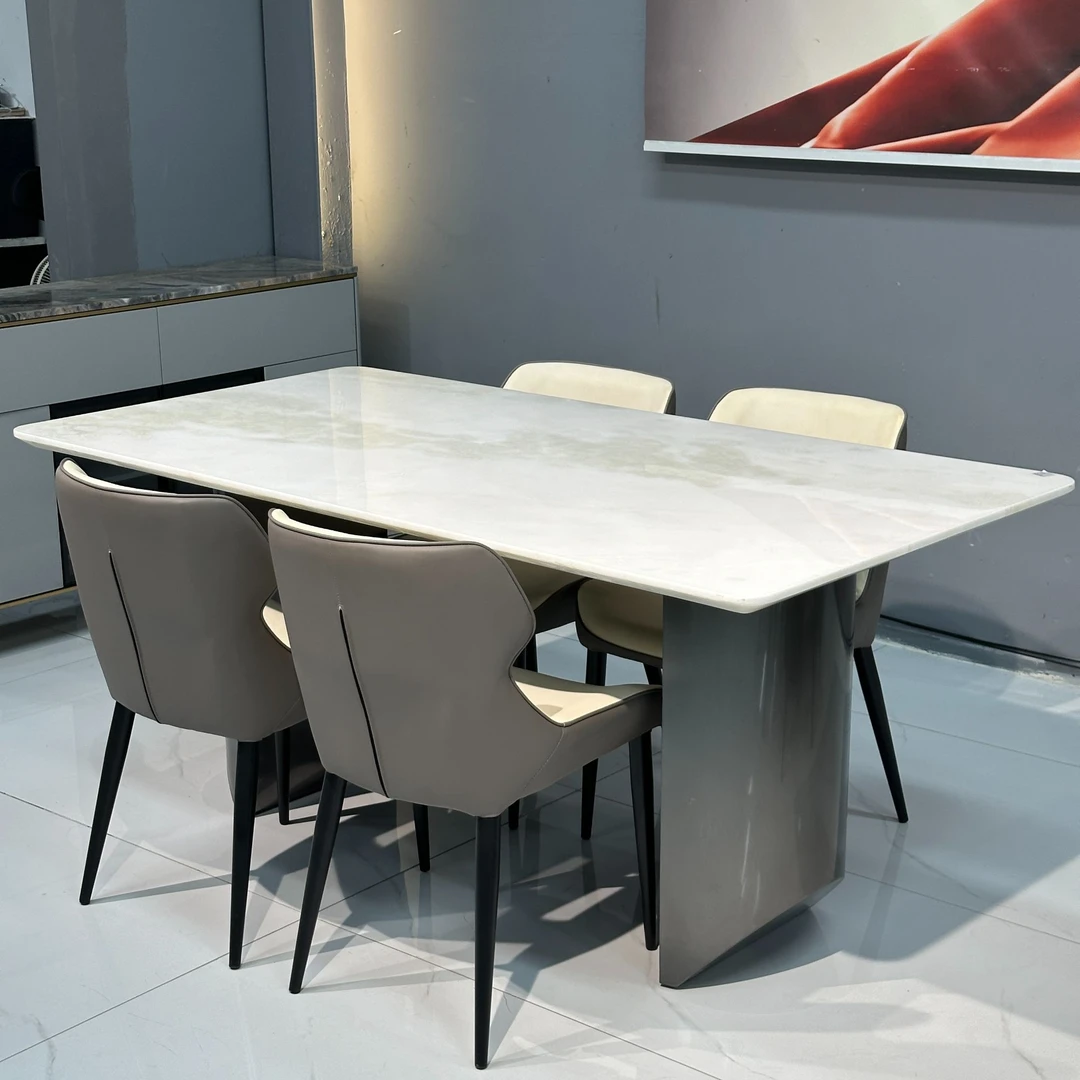 翡翠冰玉纯天然奢石餐桌意式极简轻奢百搭餐桌家用饭桌子