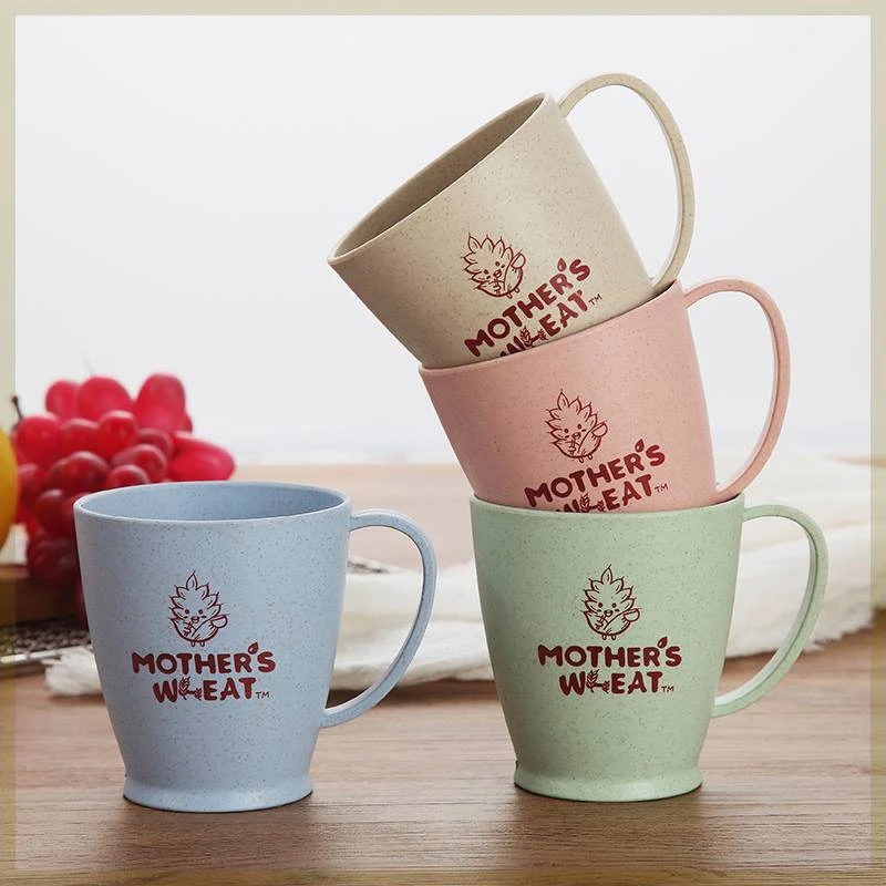 小麦秸秆喝水杯子防摔塑料家用儿童水杯耐高温塑料杯随手杯直饮杯