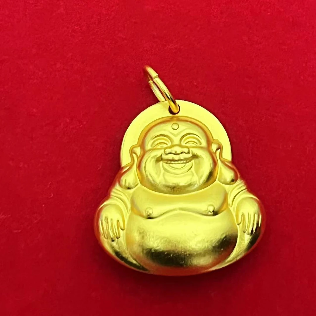 合金吊坠 精工高定款款【实心佛公弥勒佛吊坠】双面挂坠光面佛公款
