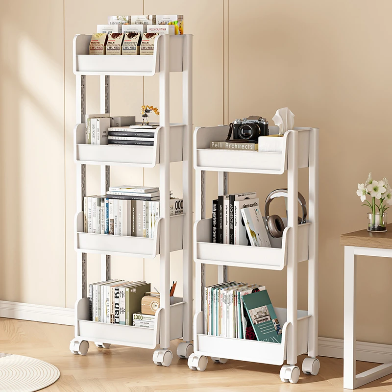 置物架可移动学生书包书本办公室落地收纳架小推车带滑轮多层收纳
