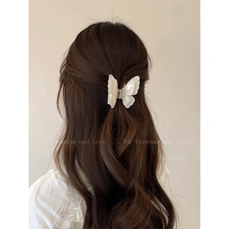 炫彩双层蝴蝶发夹小号女半扎发高级感鲨鱼夹2024新款小众抓夹发饰