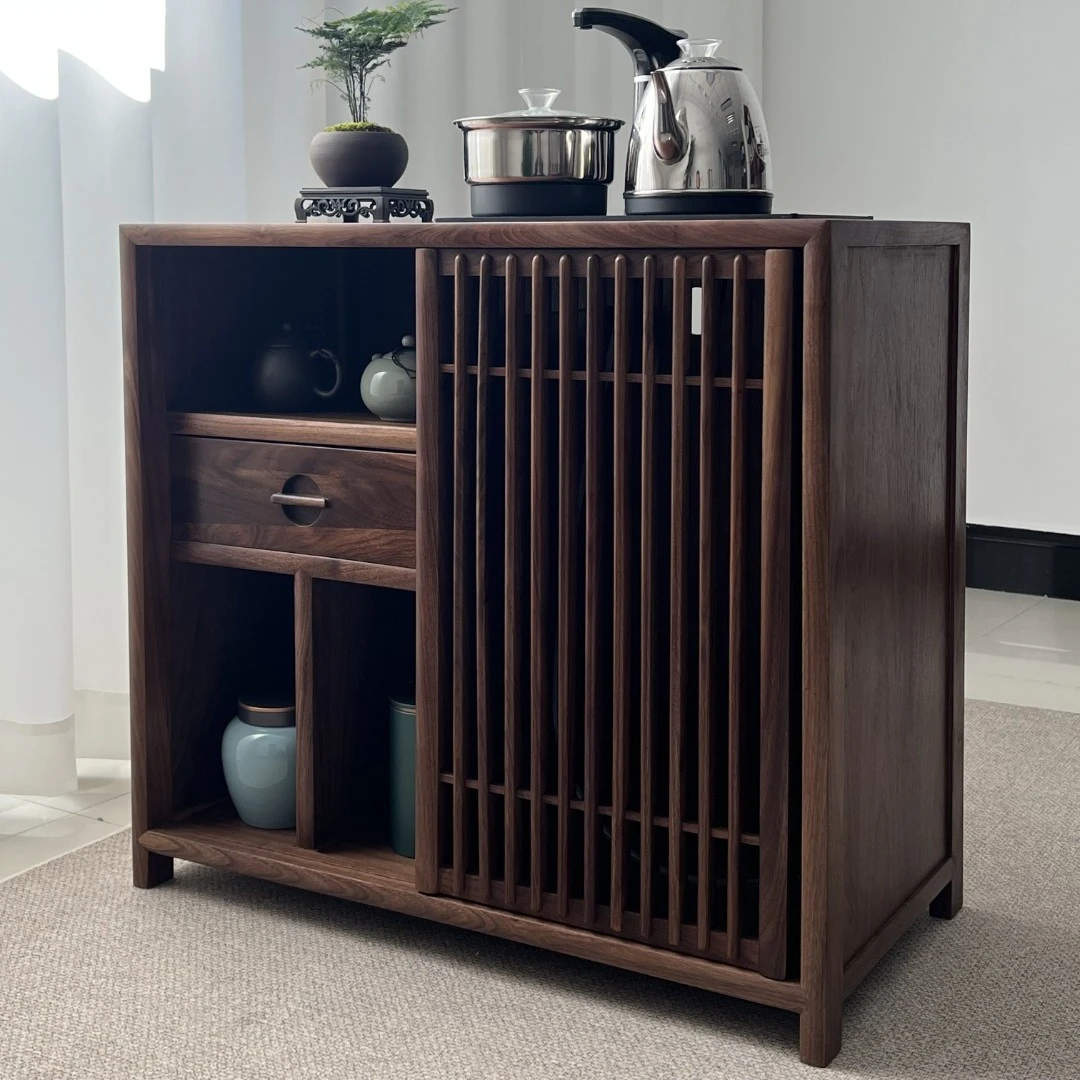 北美黑胡桃茶水柜茶水桌实用家用客厅书房茶室办公室茶台自动烧水