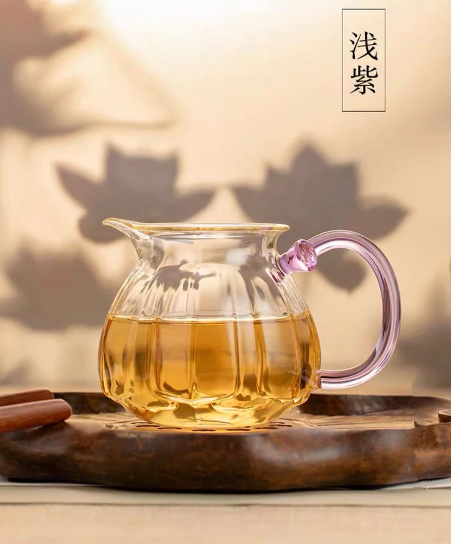 禾器晶彩莲君浅紫色绿茶杯公道杯玻璃高档公杯茶具分茶茶海300cc