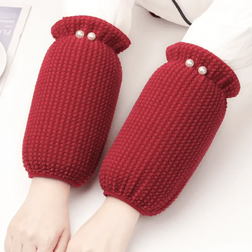 秋冬季加厚袖套女短款厨房家务防污保暖珍珠成人学生羽绒服护袖头