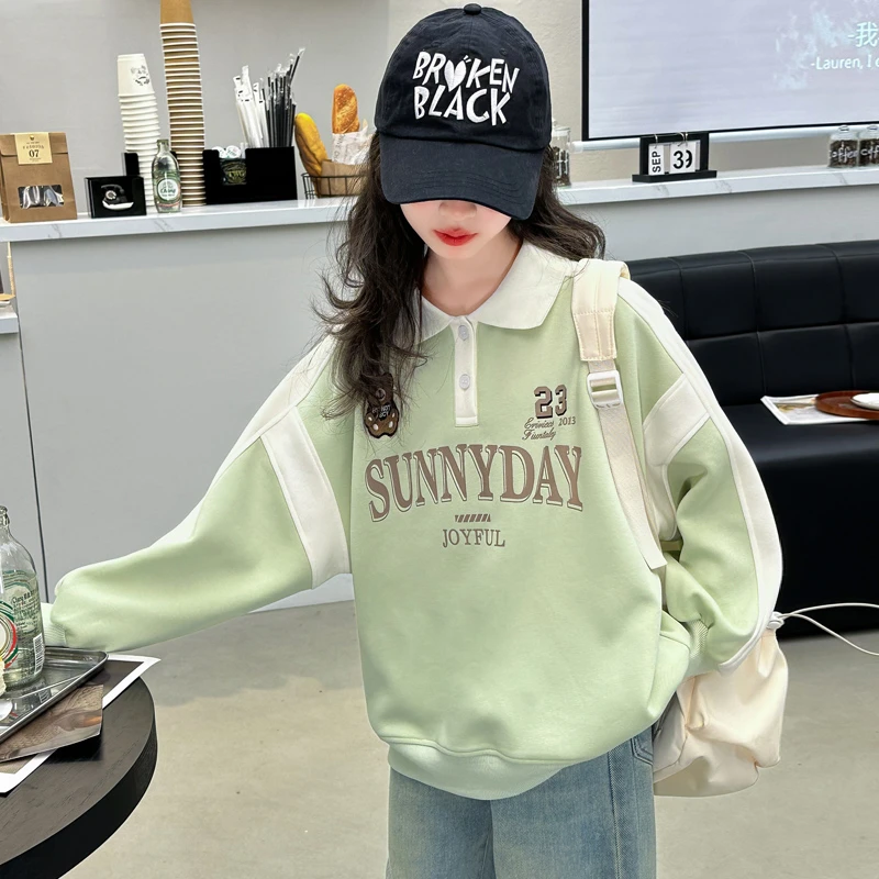 女童春秋卫衣2025新款中大童宽松打底衫儿童秋装洋气百搭上衣长袖