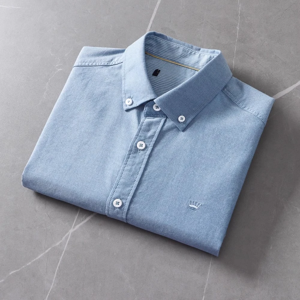 全棉牛津纺撤柜剪标纯棉纯色衬衫商务休闲百搭长袖衬衣男士