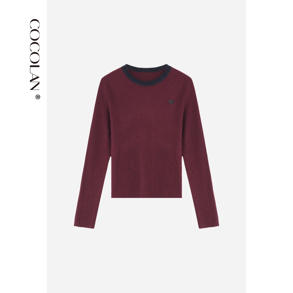 COCOLAN【爱心打底】绵羊毛套头长袖爱心针织打底CL6MY1103