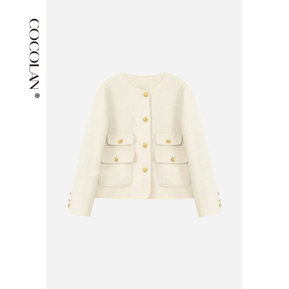 COCOLAN【韶华】100绵羊毛秋冬新款双面呢大衣CL8DY572