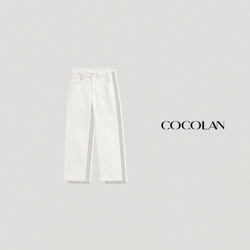 COCOLAN【白叙】休闲简约纯色时尚直筒百搭白色牛仔烟管裤CL6K996