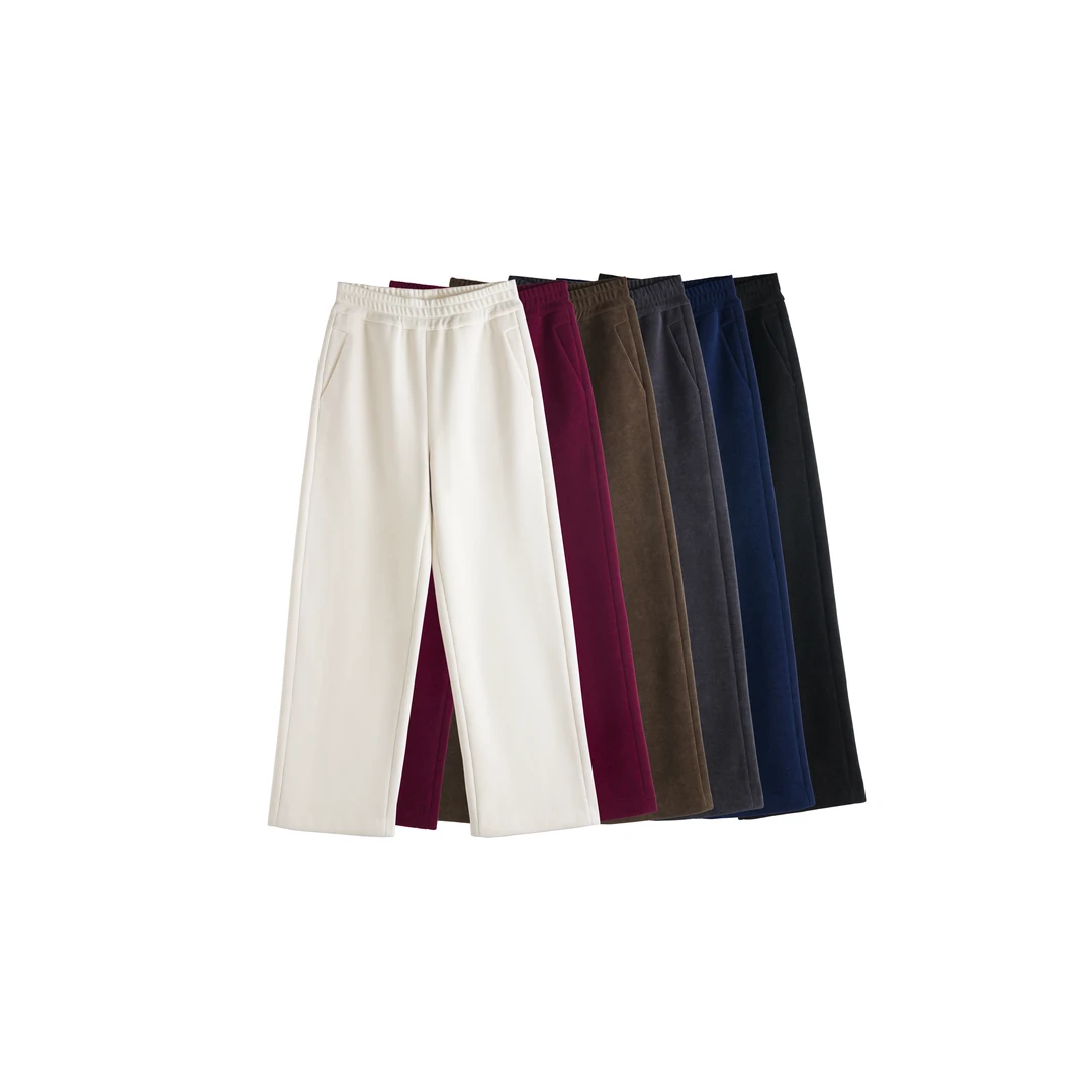 【meebest】(原260)K24599超多色系~秋冬加绒松紧腰条绒直筒裤