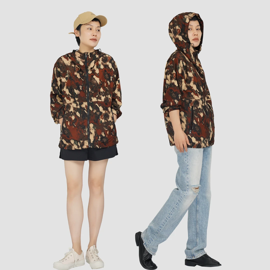 【meebest】(原850)男女同款~迷彩连帽冲锋衣外套W24213