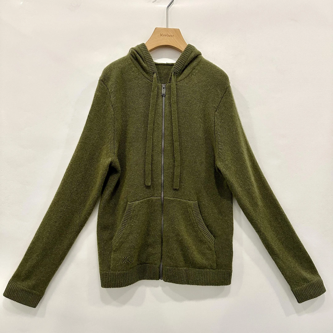 【meebest】(980)男女同款~连帽拉链羊绒针织开衫KS2471