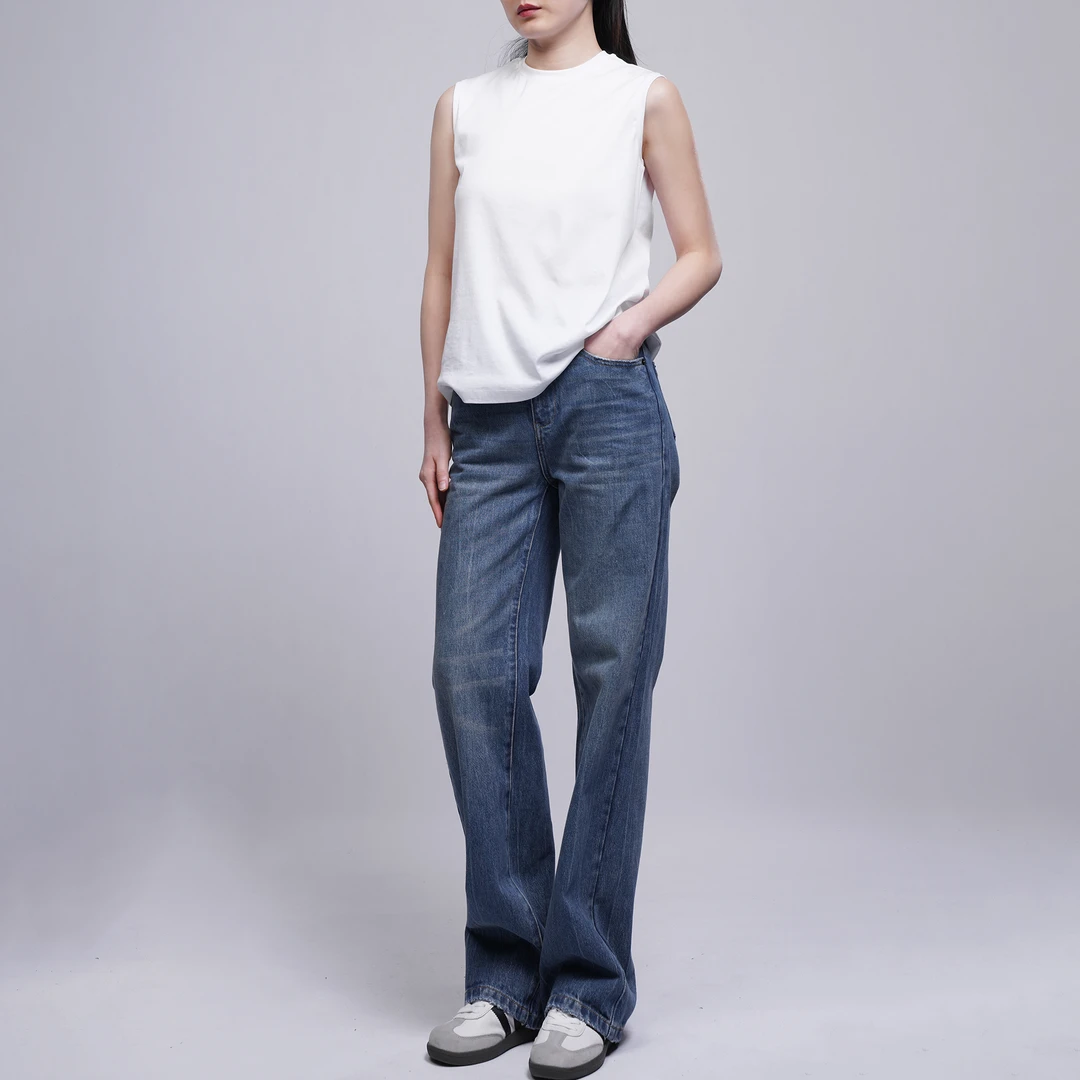 【meebest】(原450)K2448很正的水洗蓝~显瘦显腿长直筒牛仔裤