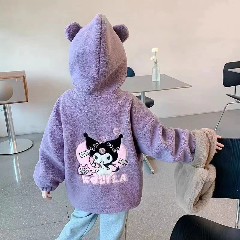 女童加绒加厚外套冬装新款洋气女孩中大童保暖儿童毛毛衣羊羔绒潮