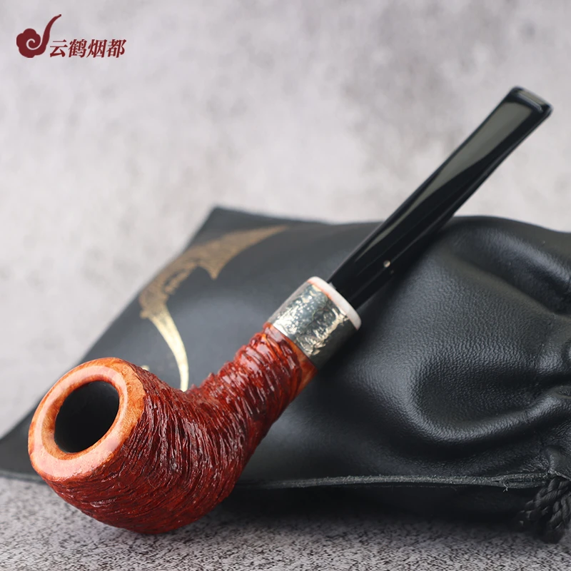 云鹤丹麦进口winslow温斯洛手工石楠木烟斗酒红银圈雕刻E级