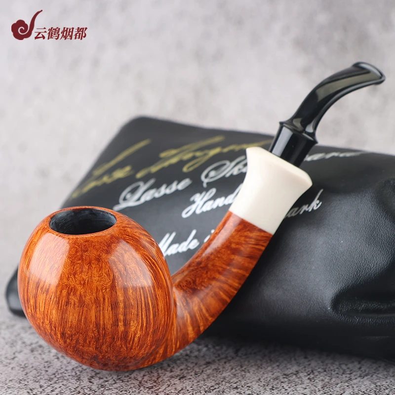 云鹤烟都丹麦Lasse拉塞手工石楠木烟斗光面牙环烟斗