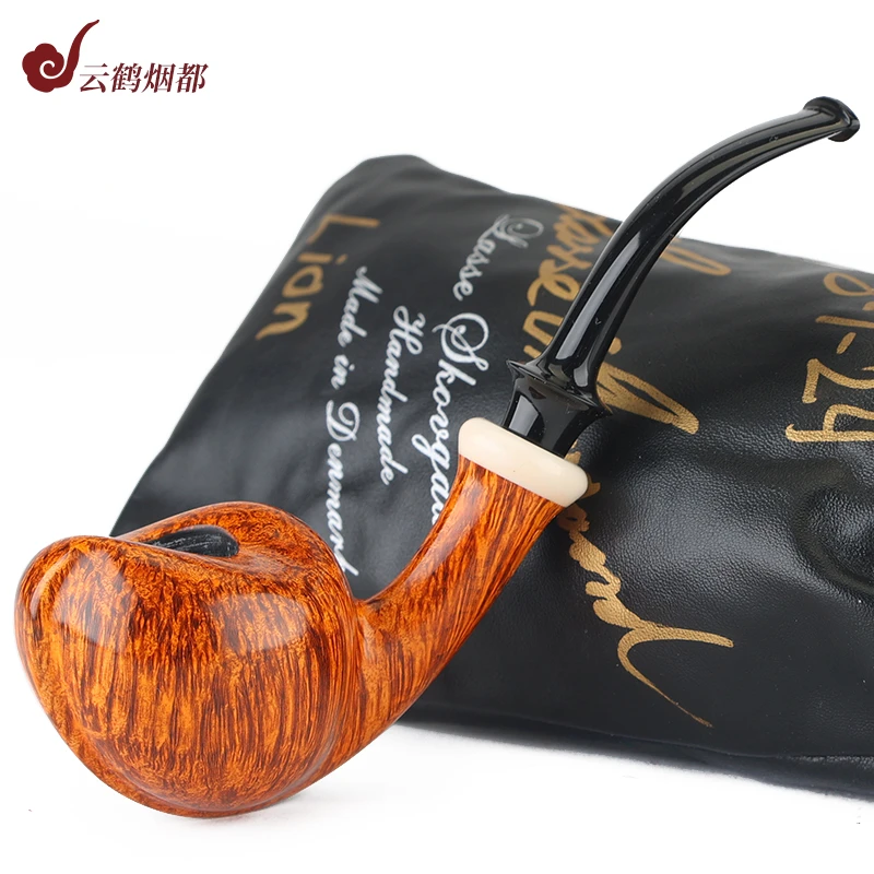 云鹤烟都丹麦Lasse拉塞手工石楠木烟斗光面弯斗狮子级2