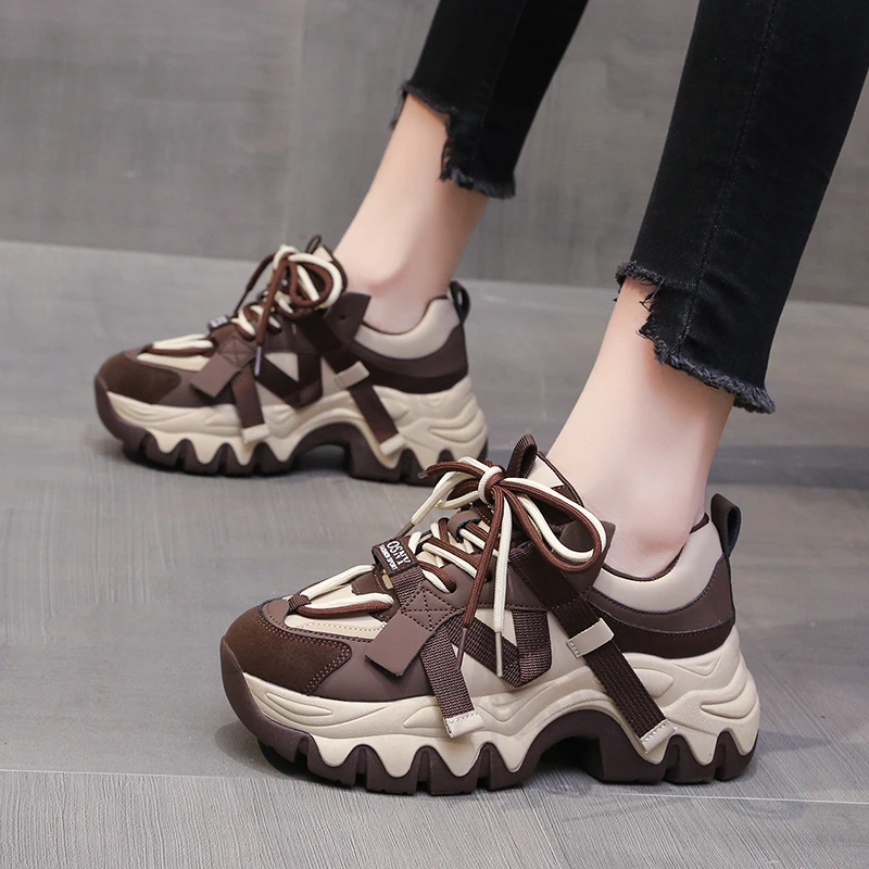 潮 ~~ 网红厚底老爹鞋女百搭爆款韩版增高超火港风休闲运动透气鞋