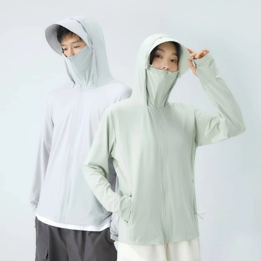 新款高端锦纶冰丝防晒衣宽松透气轻薄防紫外线户外镂空情侣款连帽