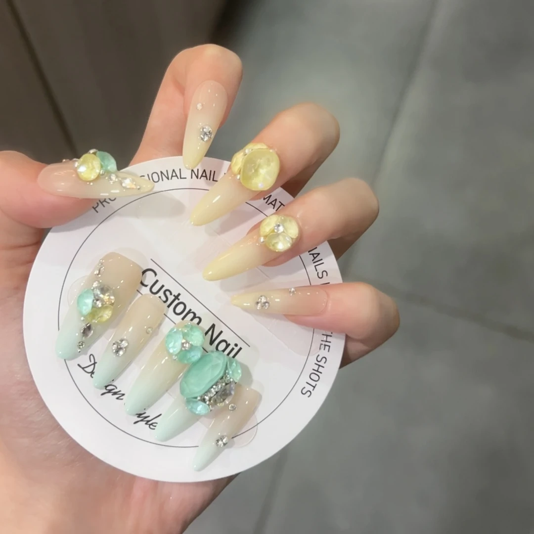 【摩卡】高端轻奢纯手工美甲穿戴甲ab摩卡全华子钻可拆卸美甲贴片